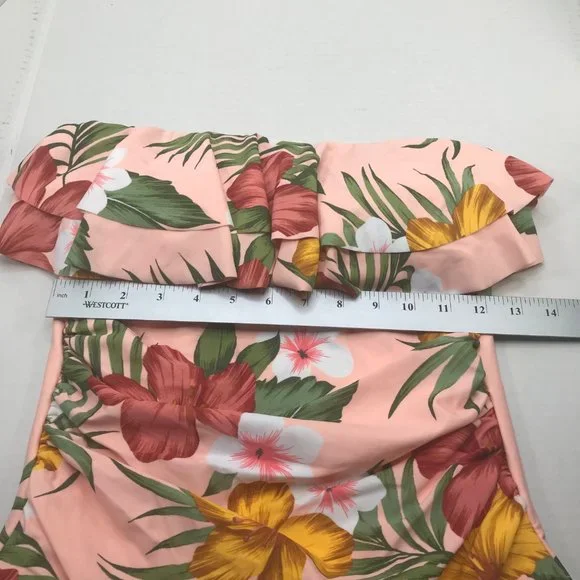 Kona Sol Women's Size Medium 8-10 One Piece Floral Swimsuit With Straps New - Picture 9 of 14